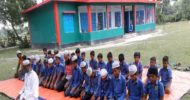 শিক্ষার্থীদের নিয়ে প্রতিদিন মাঠেই নামাজ আদায়